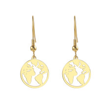 18K gold plated Africa map shape drop earrings for women